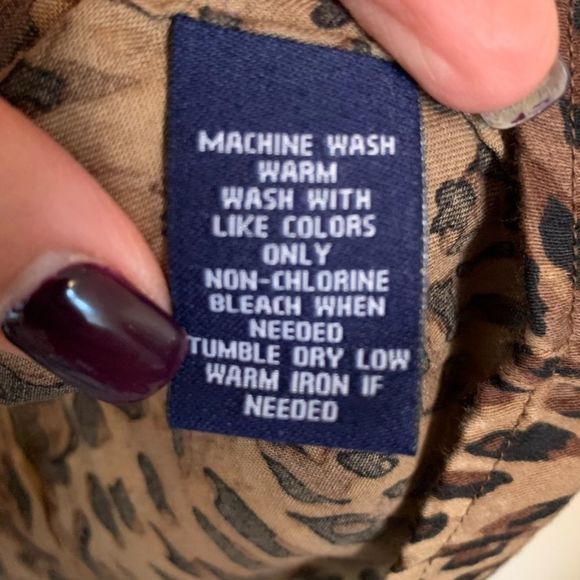 Chaps Top Button Down Shirt Animal Leopard Print Long Sleeves Petite Small PS - Picture 7 of 8